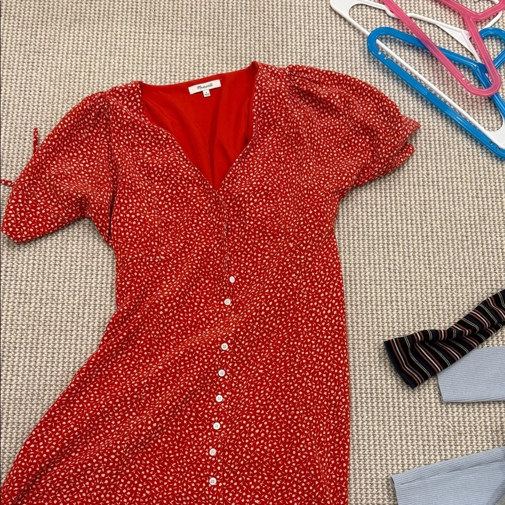Madewell Red Floral Midi Dress - Picture 1 of 2